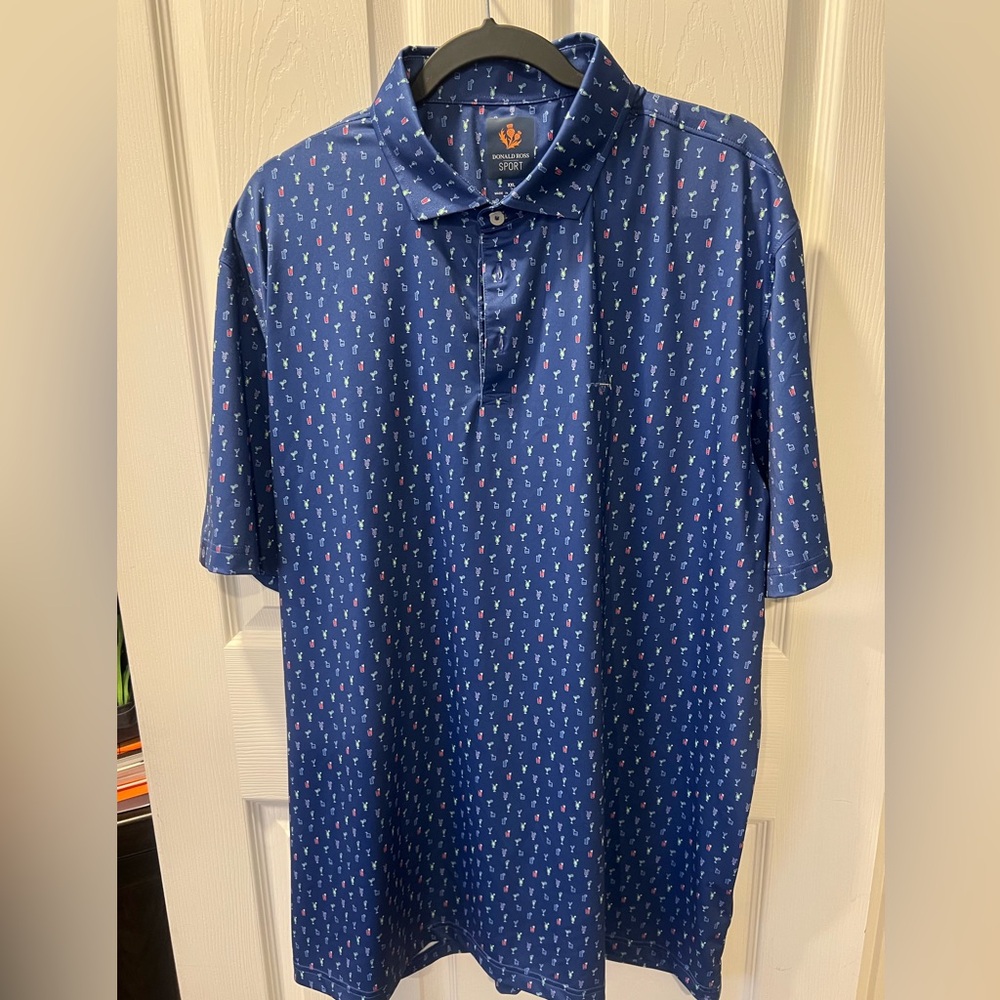 Stylish Blue Polo Shirt with Pattern
